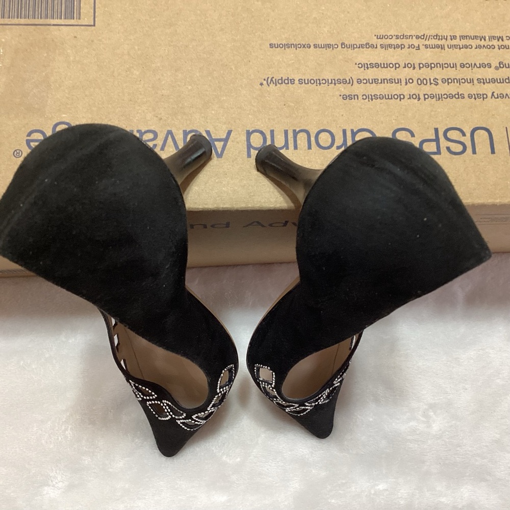 Emma Hope Cut-Out Design Rhinestone Kitten Heel Black US 8 (EU 38) Made in Italy - Picture 6 of 9